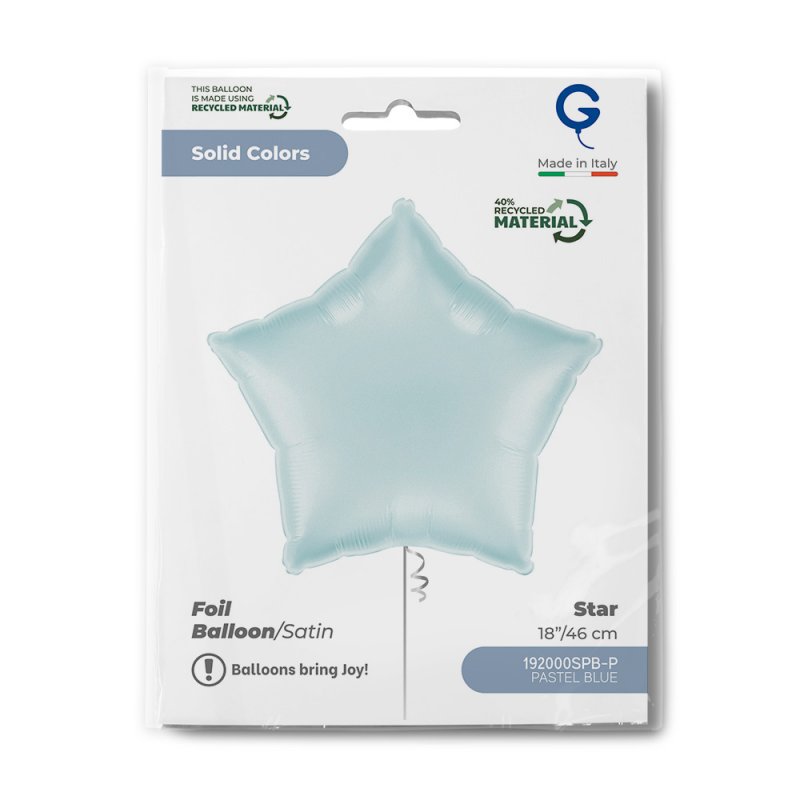 Balão Foil 18'' Estrela Satin Pastel Blue - Azul Pastel