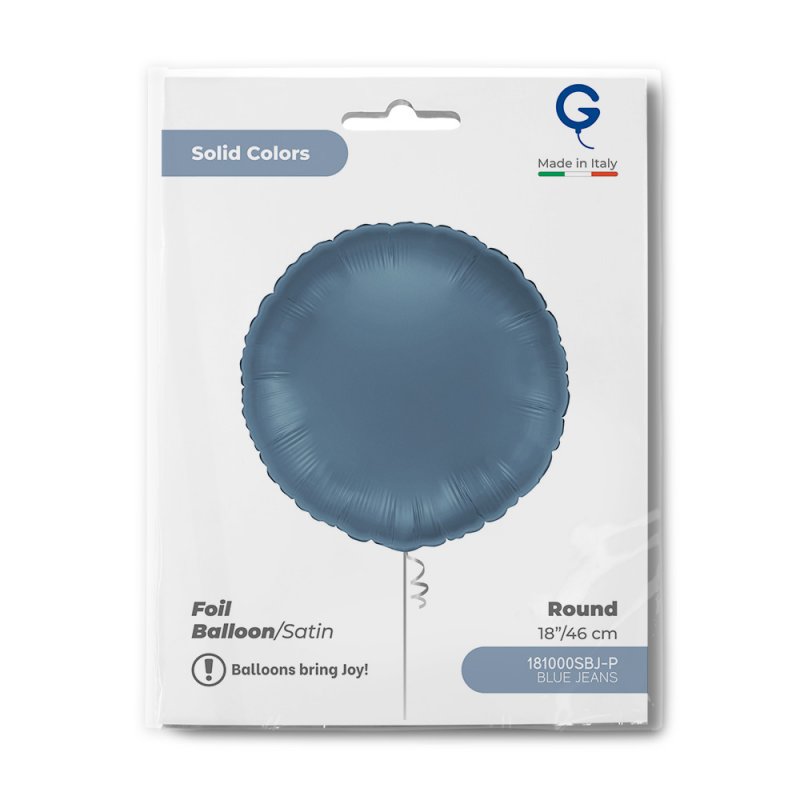 Balão Foil Redondo 18'' Satin Blue Jeans - Azul 
