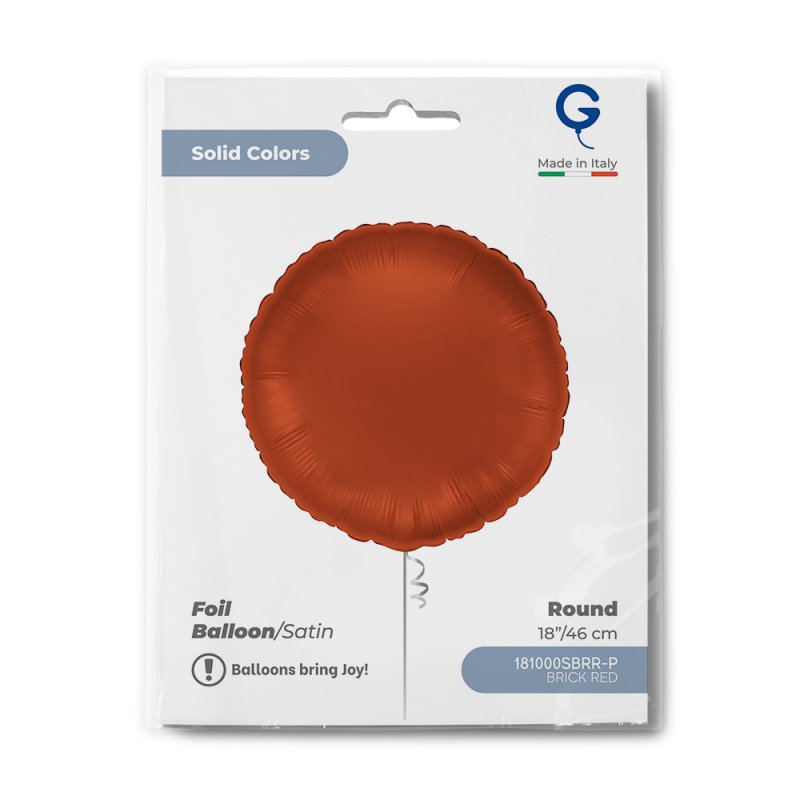 Balão Foil Redondo Satin Brick Red - Vermelho Escuro