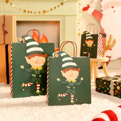 Saco de Papel 30x10x42cm Duende de Natal