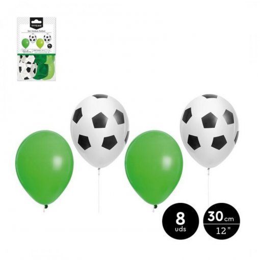 8 Balões látex 30cm Futebol
