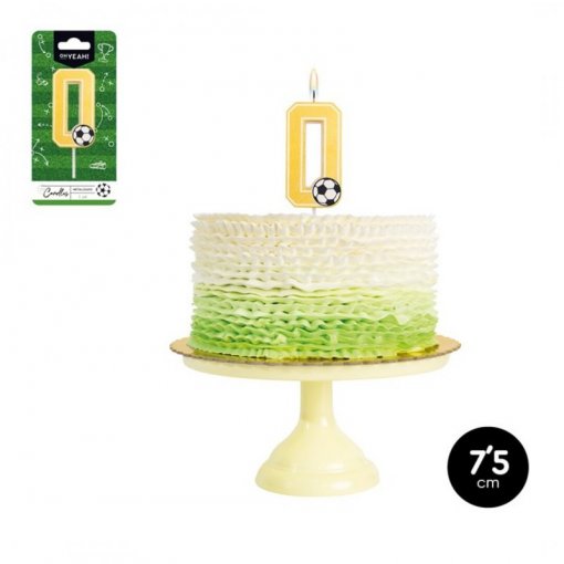 Vela de Aniversário Dourada 7,5cm Futebol nº0