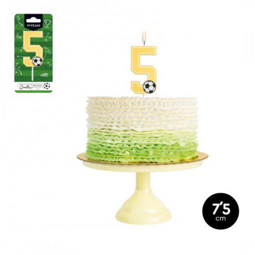Vela de Aniversário Dourada 7,5cm Futebol nº5