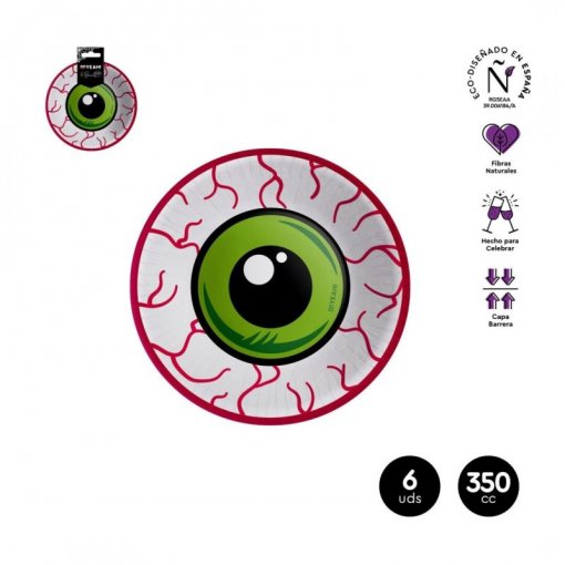 6 Taças de Papel 350ml Olho Ensanguentado - Halloween