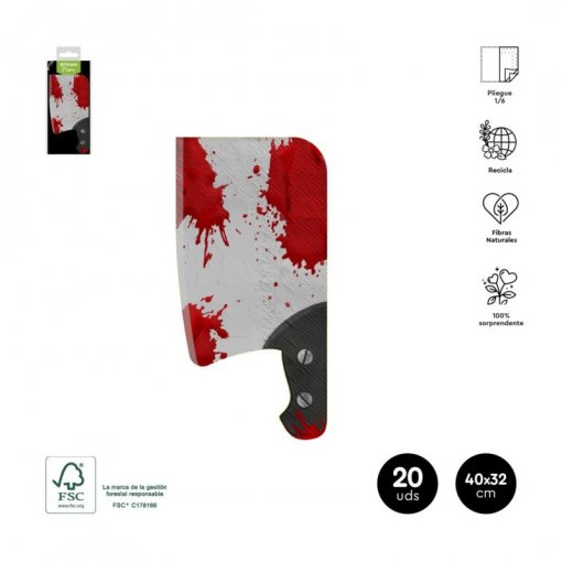 20 Guardanapos 40x32cm Faca com Sangue - Halloween