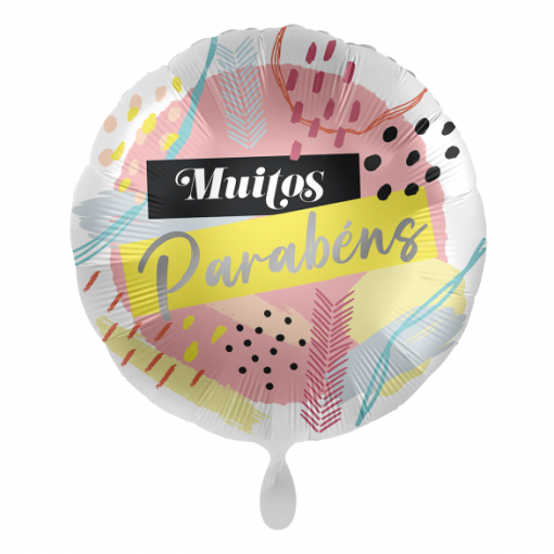 Balão Foil 43cm 'Muitos Parabéns' Colorido