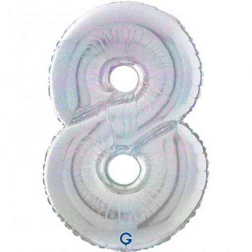 Balão Foil 66cm Holográfico Glitter Prateado nº8