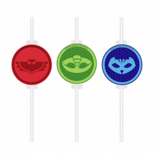 4 Palhinhas Papel com Medalha PJ Masks