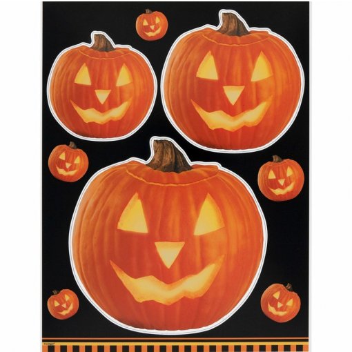 Folha de Autocolantes para Janela 29cm Abóboras Brilhantes - Halloween