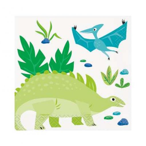 16 Guardanapos 25cm Blue & Green Dinosaur (Dinossauros)