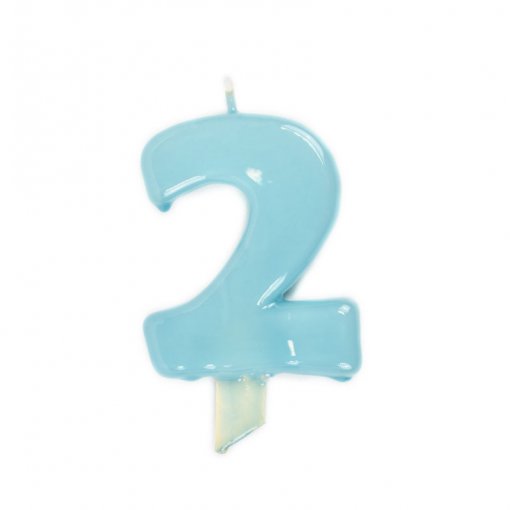 Vela de Aniversário Azul Claro 9,5cm nº2