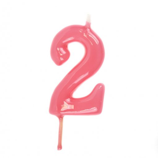 Vela Aniversário 6cm Rosa nº2