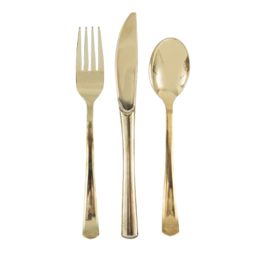 18 Sortido de Talheres Dourado Foil