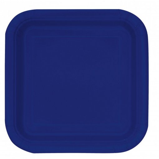 14 Pratos Quadrados 23cm Azul Escuro