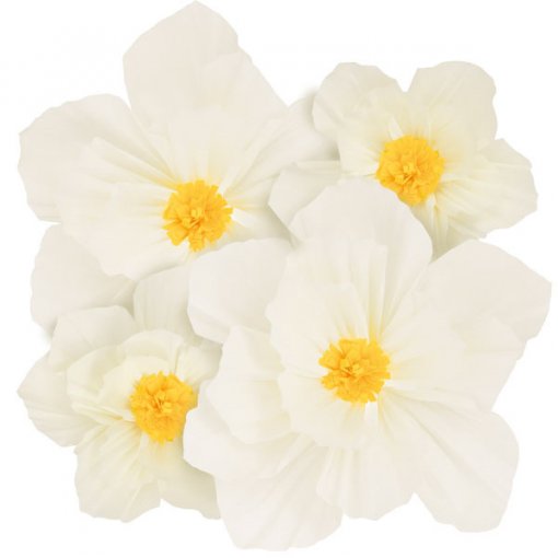 4 Flores de papel Brancas 25/35cm