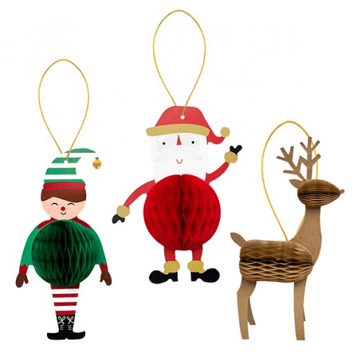 3 Decorações Pendentes 14cm Natal