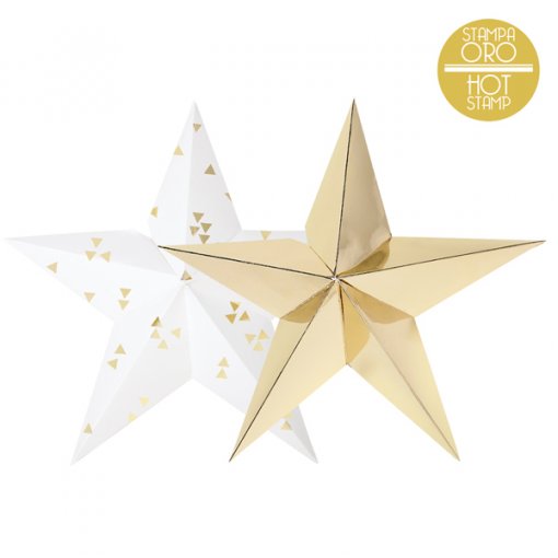 2 Decorações Pendentes 35cm Estrelas Douradas - Natal