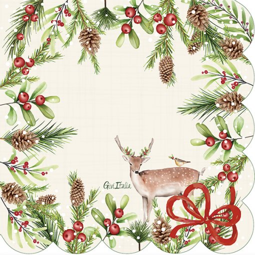 16 Guardanapos 33cm Rena Natal