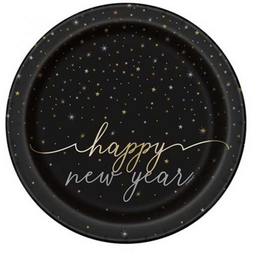 8 Pratos 23cm Disco Happy New Year