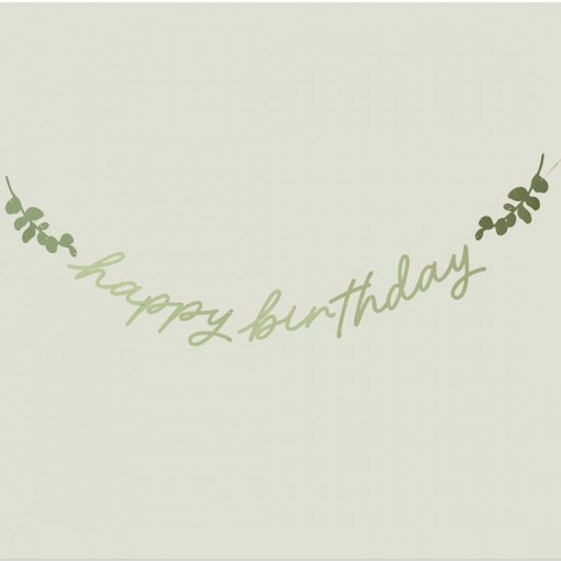 Grinalda 2m Happy Birthday Botanical Verde Sálvia