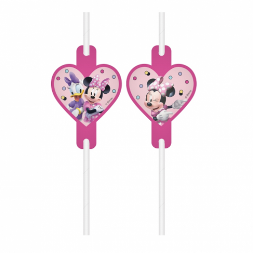 4 Palhinhas Papel com Medalha Minnie Junior