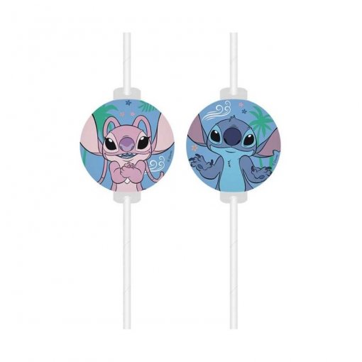 4 Palhinhas Papel com Medalha Stitch & Angel
