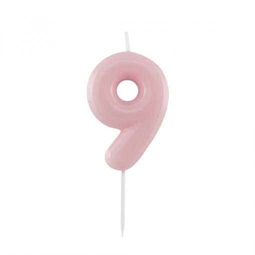 Vela de Aniversário Rosa 10,5cm nº9