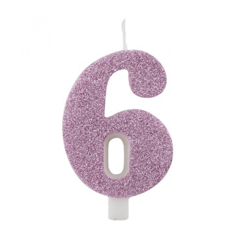 Vela Aniversário 9,5cm Mauve Glitter nº6
