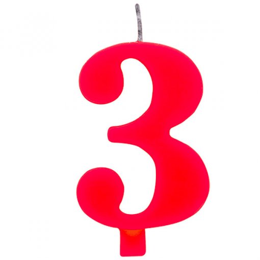 Vela Aniversário 9,5cm Sparkling Vermelho nº3