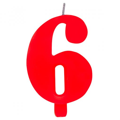Vela Aniversário 9,5cm Sparkling Vermelho nº6