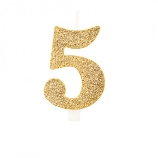 Vela Aniversário 9,5cm Dourado Glitter Bio nº5