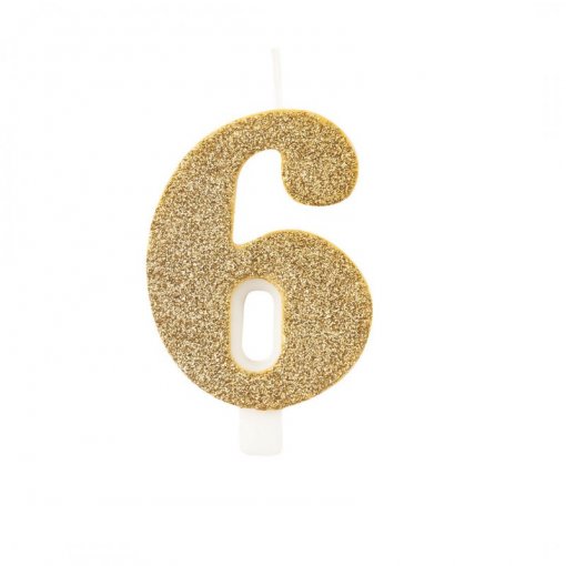 Vela Aniversário 9,5cm Dourado Glitter Bio nº6
