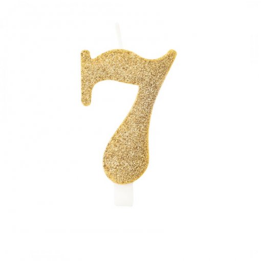 Vela Aniversário 9,5cm Dourado Glitter Bio nº7