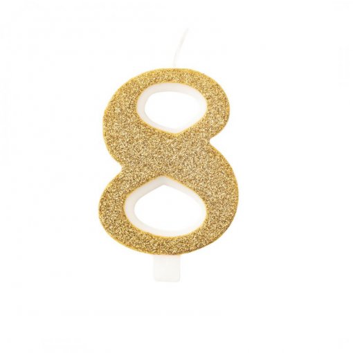 Vela Aniversário 9,5cm Dourado Glitter Bio nº8