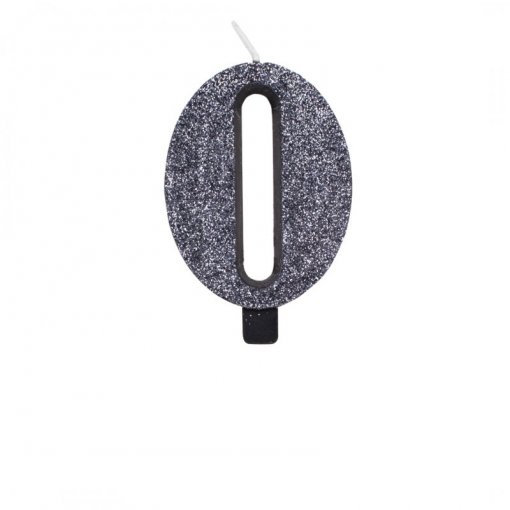 Vela Aniversário 9,5cm Preto Glitter Bio nº0