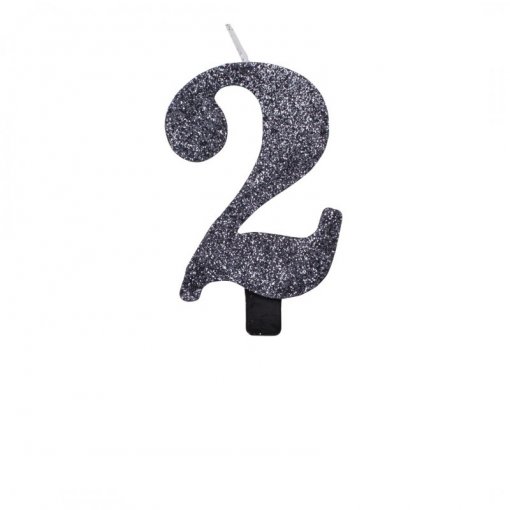 Vela Aniversário 9,5cm Preto Glitter Bio nº2