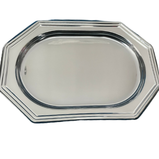3 Travessas Plástico Reutilizável 36x24cm Prateado