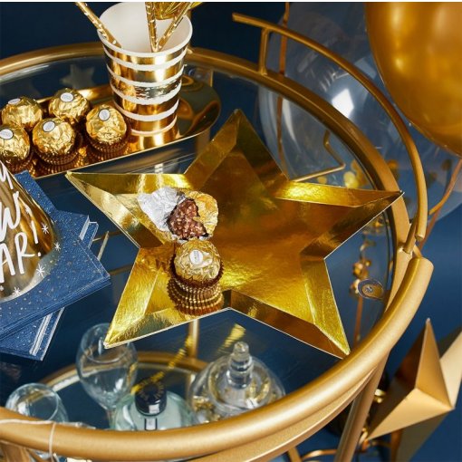 8 Pratos 27cm Estrela Dourada