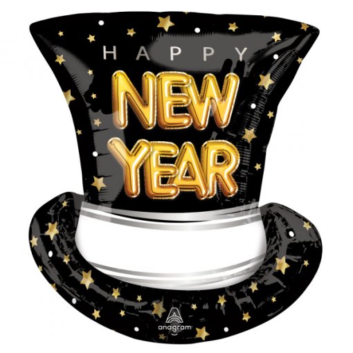 Balão Foil 53x60cm Cartola New Year - Ano Novo
