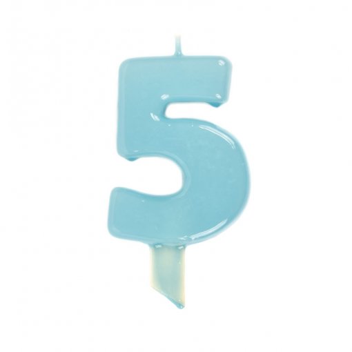 Vela de Aniversário Azul Claro 9,5cm nº5