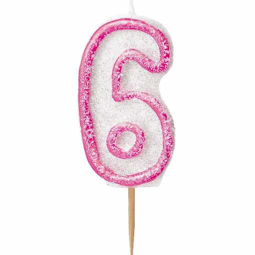 Vela Aniversário Glitz Rosa nº 6