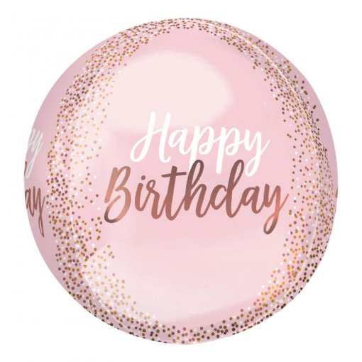 Balão Foil Orbz Happy Birthday Blush Birthday