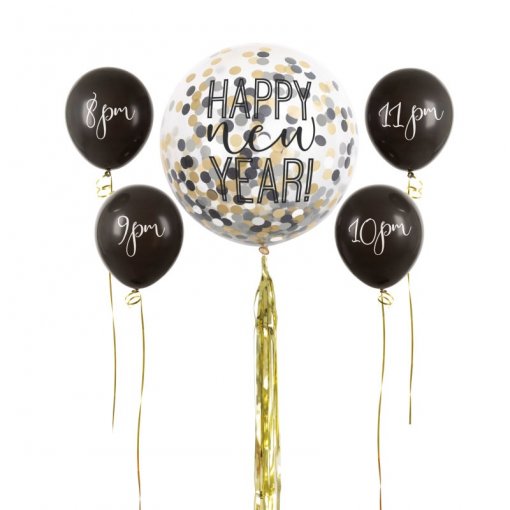 Kit 5 Balões Happy New Year Countdown - Ano Novo