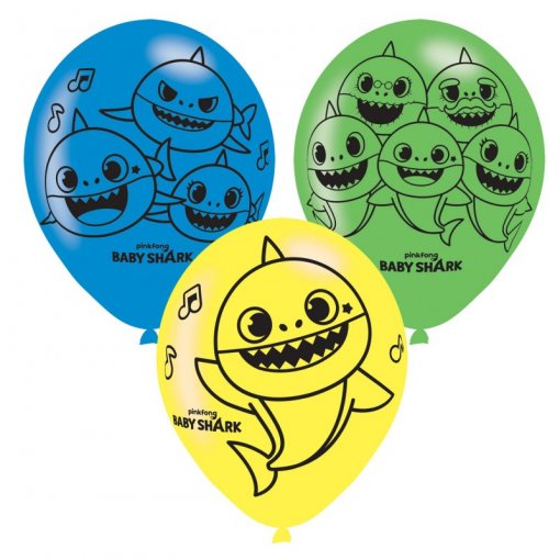 6 Balões Latex 11'' Baby Shark