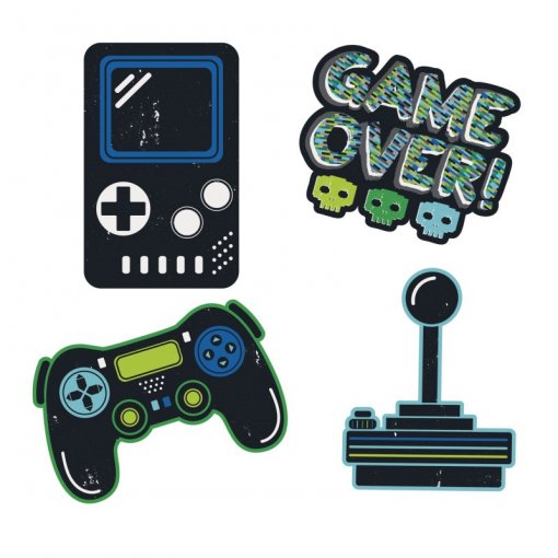 4 Decorações de Parede Gamer Birthday
