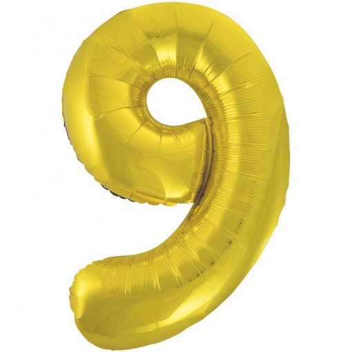 Balão Foil 86cm Dourado Clássico Número 9