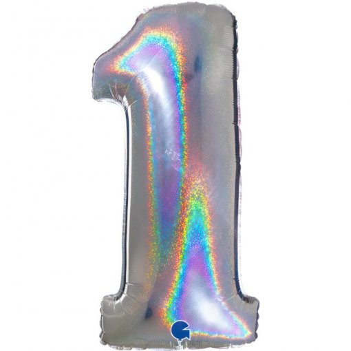 Balão Foil 102cm Holográfico Glitter Prateado nº1