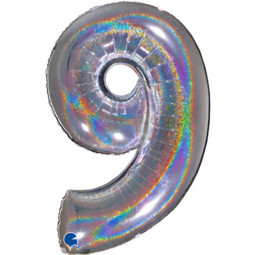 Balão Foil 102cm Holográfico Glitter Prateado nº9