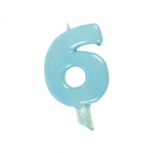 Vela de Aniversário Azul Claro 9,5cm nº6