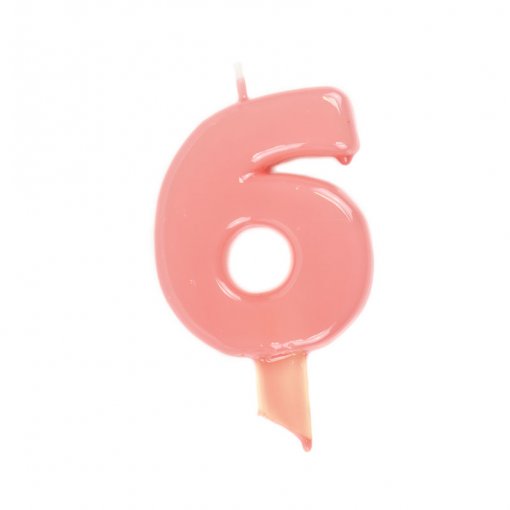 Vela de Aniversário Rosa Claro 9,5cm nº6